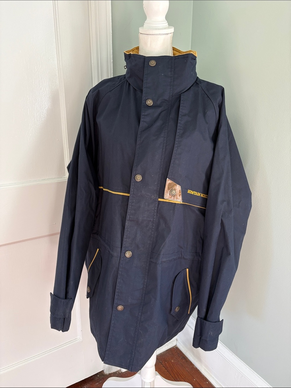 Vintage Mountain Horse Navy Winter Jacket Equestrian Coat Rain Jacket XXL‎